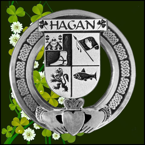 Hagan Irish Claddagh Coat of Arms Badge