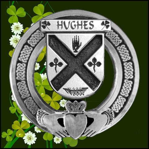 Hughes Irish Claddagh Coat of Arms Badge