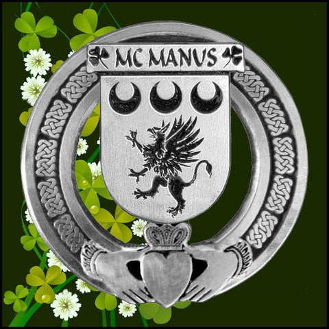 McManus Irish Claddagh Coat of Arms Badge