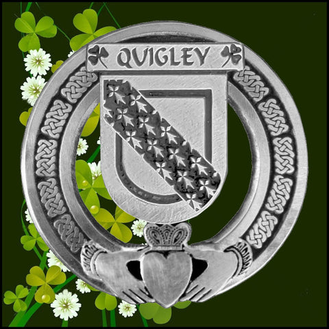 Quigley Irish Claddagh Coat of Arms Badge