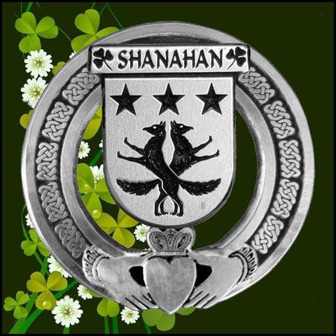 Shanahan Irish Claddagh Coat of Arms Badge