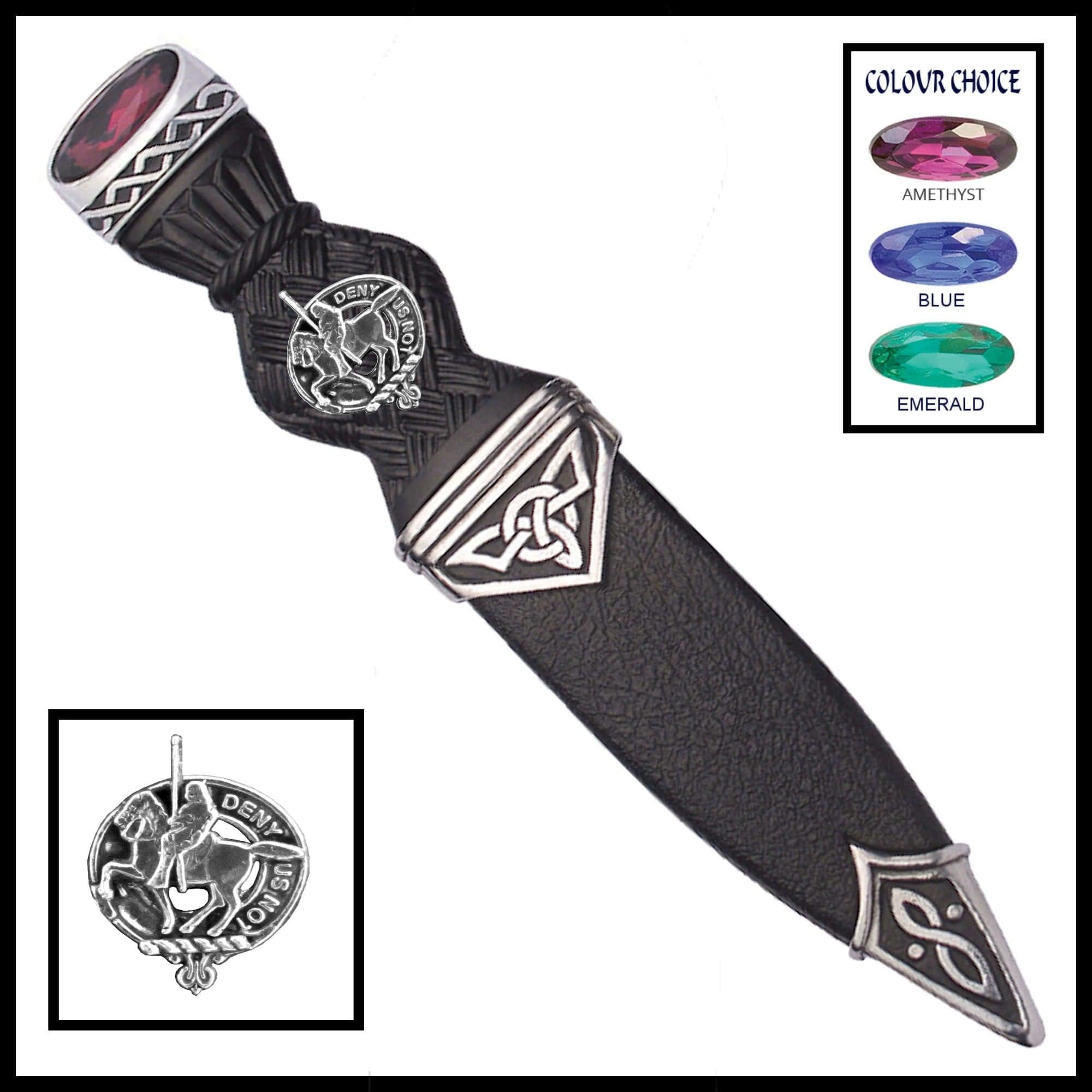 Thompson  Interlace Clan Crest Sgian Dubh, Scottish Knife
