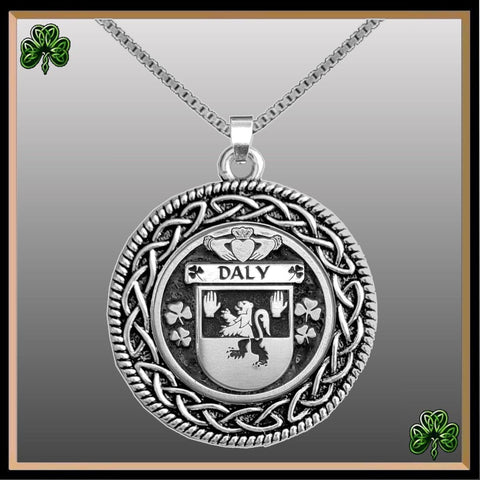 Daly Irish Coat of Arms Celtic Interlace Disk Pendant ~ IP06