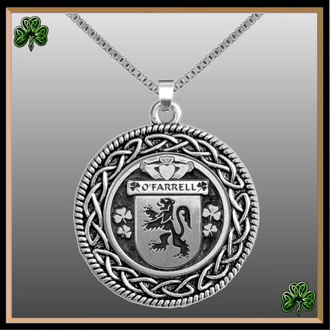 O'Farrell Irish Coat of Arms Celtic Interlace Disk Pendant ~ IP06
