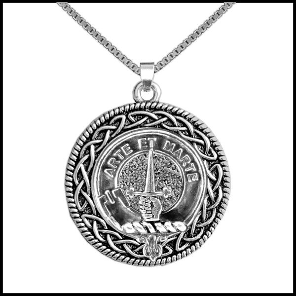 Bain Clan Crest Celtic Interlace Disk Pendant, Scottish Family Crest  ~ CLP06