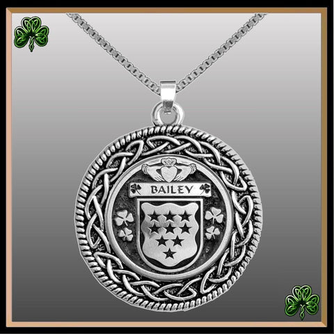 Bailey Irish Coat of Arms Celtic Interlace Disk Pendant ~ IP06