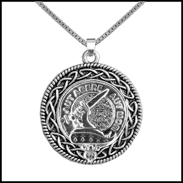 Barclay Clan Crest Celtic Interlace Disk Pendant, Scottish Family Crest  ~ CLP06