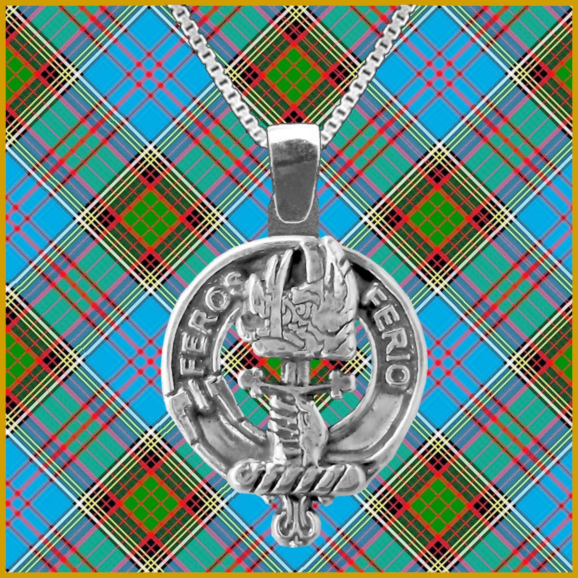Chisholm Large 1" Scottish Clan Crest Pendant - Sterling Silver