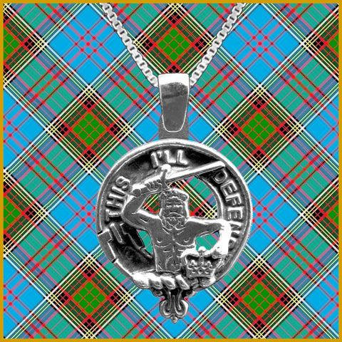 MacFarlane Large 1" Scottish Clan Crest Pendant - Sterling Silver