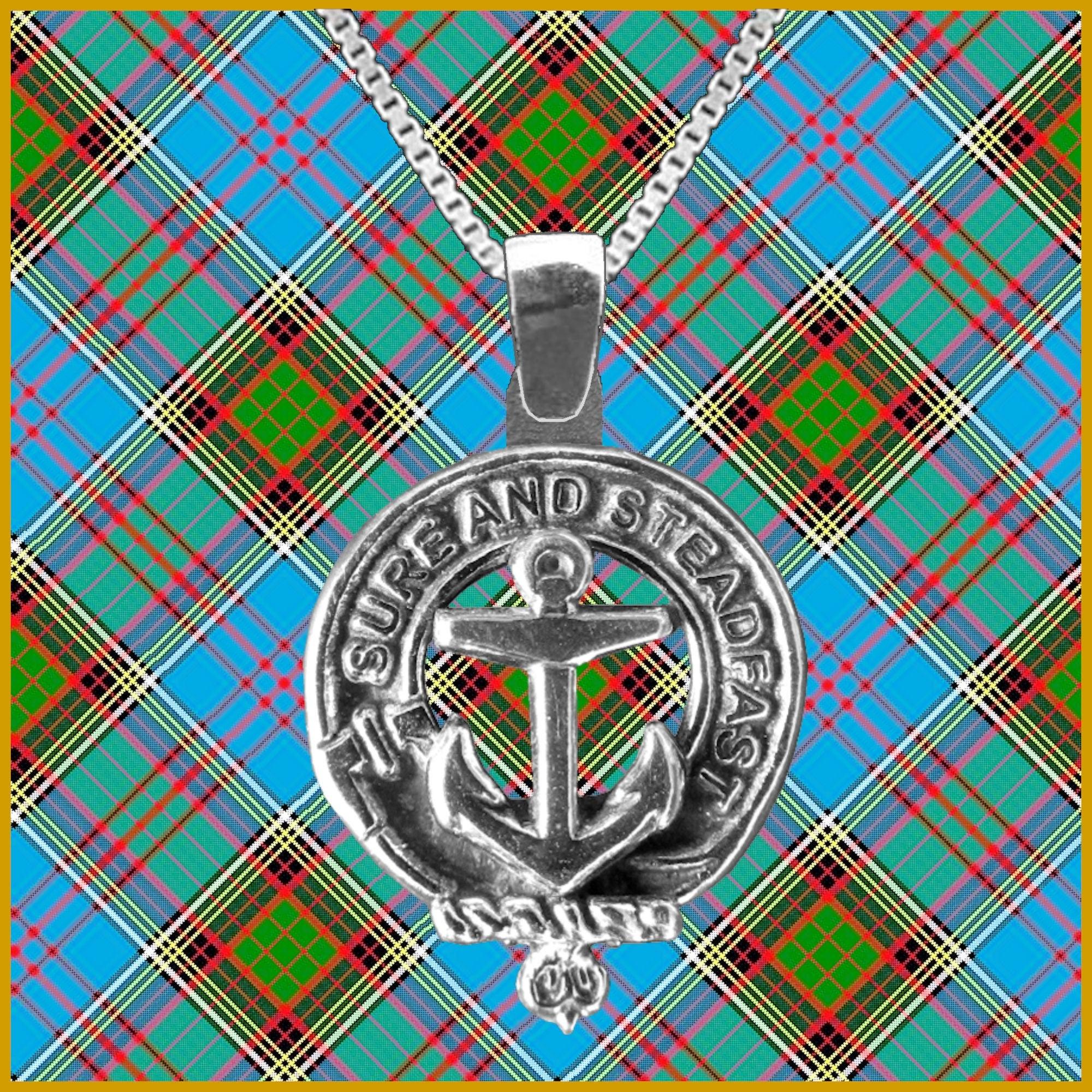 Clark Large 1" Scottish Clan Crest Pendant - Sterling Silver