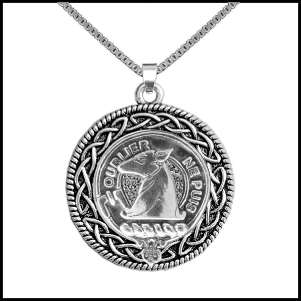 Colville Clan Crest Celtic Interlace Disk Pendant, Scottish Family Crest  ~ CLP06