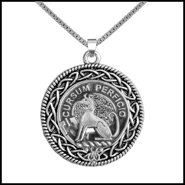 Hunter Clan Crest Celtic Interlace Disk Pendant, Scottish Family Crest  ~ CLP06