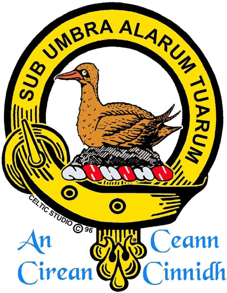 Lauder Clan Crest Celtic Interlace Disk Pendant, Scottish Family Crest  ~ CLP06