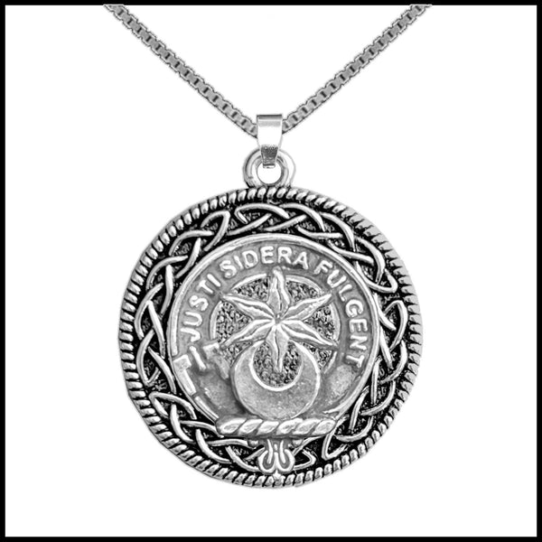 MacCall Clan Crest Celtic Interlace Disk Pendant, Scottish Family Crest  ~ CLP06
