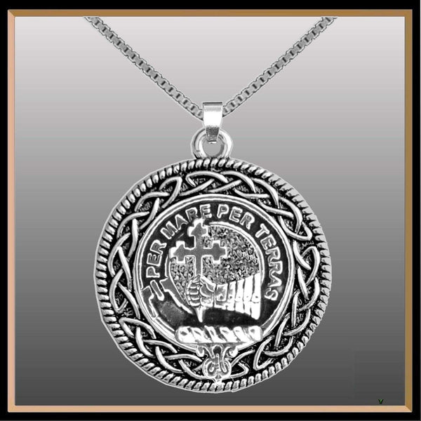 MacDonald Sleat Clan Crest Celtic Interlace Disk Pendant, Scottish Family Crest  ~ CLP06