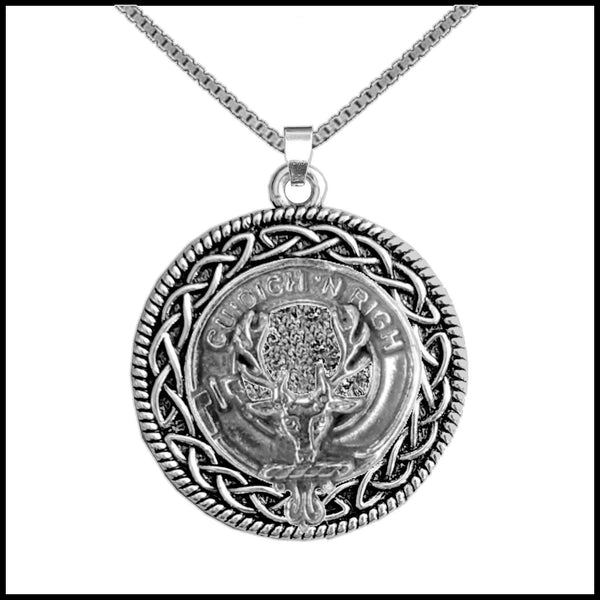 MacKenzie (Seaforth) Clan Crest Celtic Interlace Disk Pendant, Scottish Family Crest  ~ CLP06