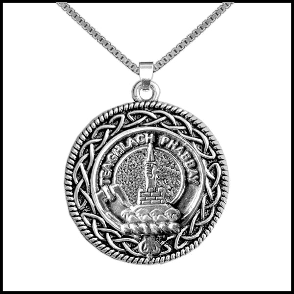 Morrison Clan Crest Celtic Interlace Disk Pendant, Scottish Family Crest  ~ CLP06