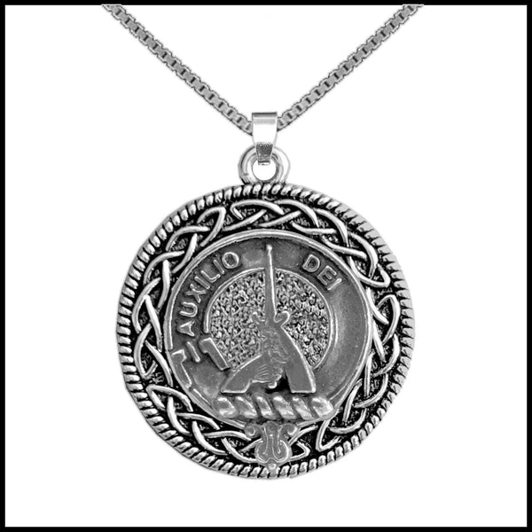 Muirhead Clan Crest Celtic Interlace Disk Pendant, Scottish Family Crest  ~ CLP06