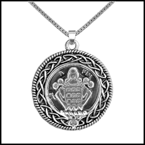 Ogilvie Clan Crest Celtic Interlace Disk Pendant, Scottish Family Crest  ~ CLP06