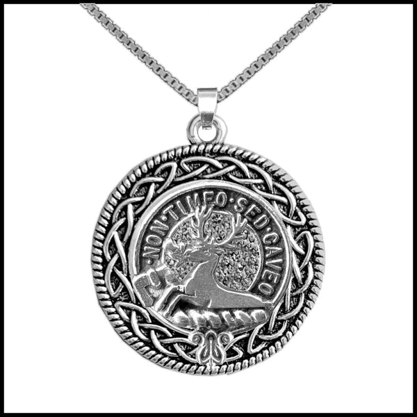Strachan Clan Crest Celtic Interlace Disk Pendant, Scottish Family Crest  ~ CLP06