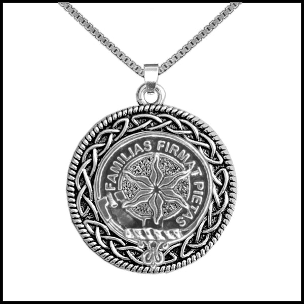Wardlaw Clan Crest Celtic Interlace Disk Pendant, Scottish Family Crest  ~ CLP06