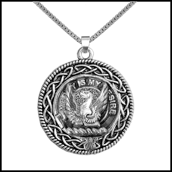 Wishart Clan Crest Celtic Interlace Disk Pendant, Scottish Family Crest  ~ CLP06