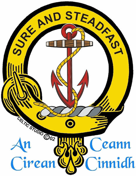 Clark Clan Crest Celtic Interlace Disk Pendant, Scottish Family Crest  ~ CLP06