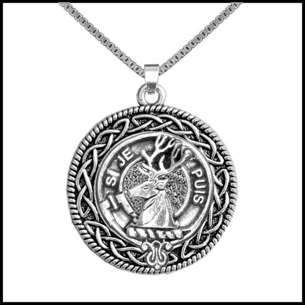 Colquhoun Clan Crest Celtic Interlace Disk Pendant, Scottish Family Crest  ~ CLP06