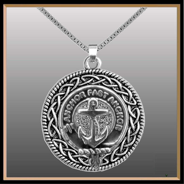 Gray Clan Crest Celtic Interlace Disk Pendant, Scottish Family Crest  ~ CLP06