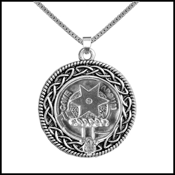 Jardine Clan Crest Celtic Interlace Disk Pendant, Scottish Family Crest  ~ CLP06