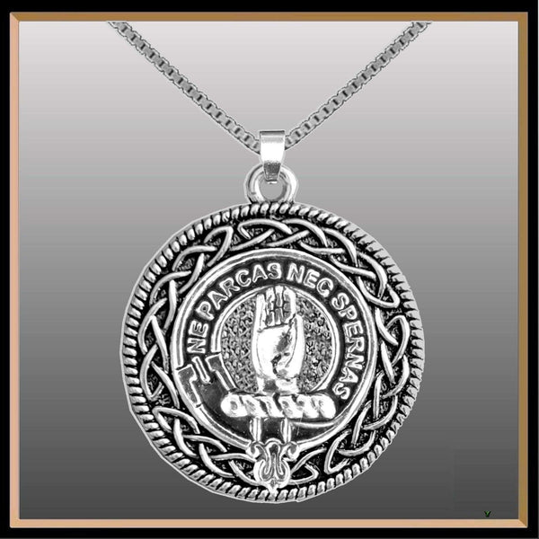 Lamont Clan Crest Celtic Interlace Disk Pendant, Scottish Family Crest  ~ CLP06