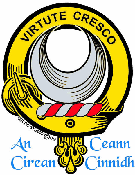Leask Clan Crest Celtic Interlace Disk Pendant, Scottish Family Crest  ~ CLP06