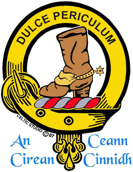 MacAulay Clan Crest Celtic Interlace Disk Pendant, Scottish Family Crest  ~ CLP06