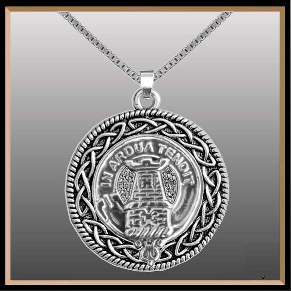 MacCallum Clan Crest Celtic Interlace Disk Pendant, Scottish Family Crest  ~ CLP06