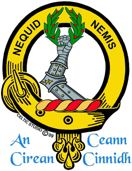 MacKinlay Clan Crest Celtic Interlace Disk Pendant, Scottish Family Crest  ~ CLP06