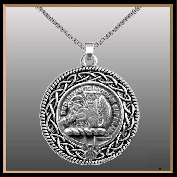 MacThomas Clan Crest Celtic Interlace Disk Pendant, Scottish Family Crest  ~ CLP06