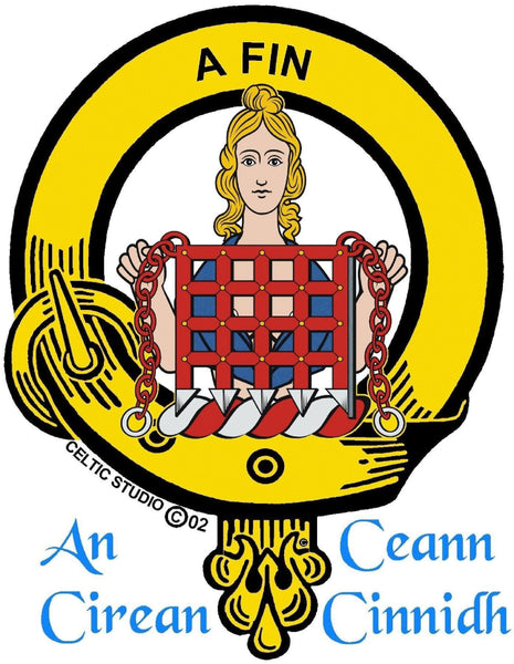 Ogilvie Clan Crest Celtic Interlace Disk Pendant, Scottish Family Crest  ~ CLP06