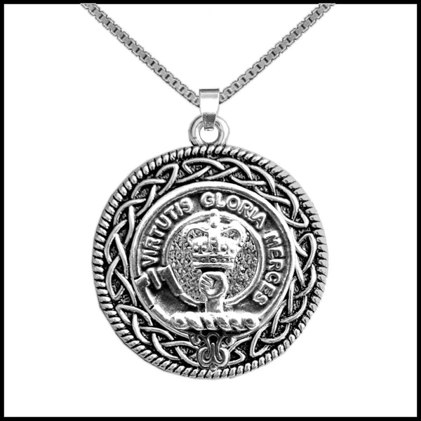 Robertson Clan Crest Celtic Interlace Disk Pendant, Scottish Family Crest  ~ CLP06