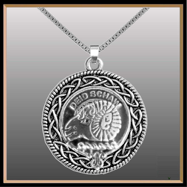 Ruthven Clan Crest Celtic Interlace Disk Pendant, Scottish Family Crest  ~ CLP06