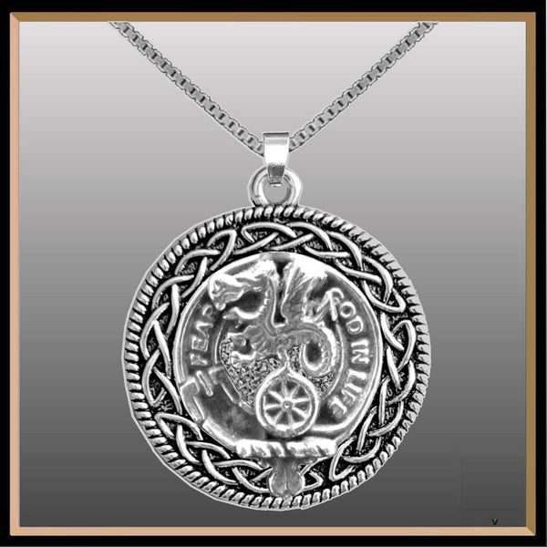 Somerville Clan Crest Celtic Interlace Disk Pendant, Scottish Family Crest  ~ CLP06