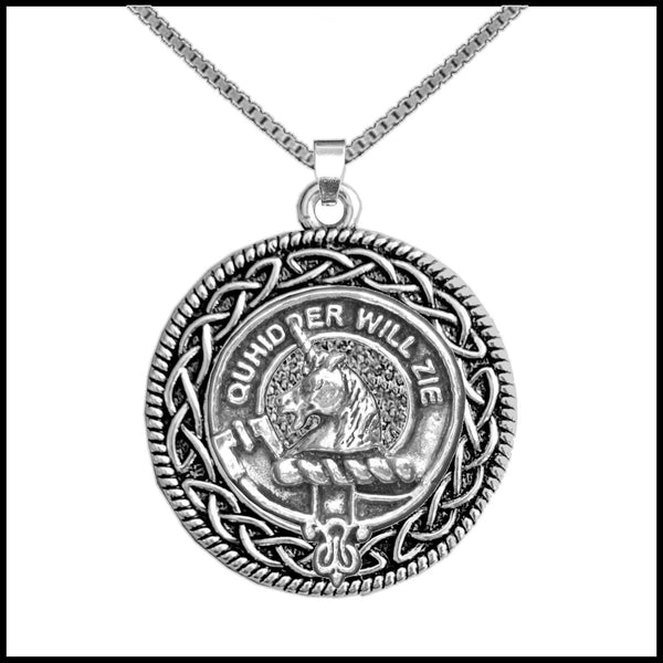 Stewart Appin Clan Crest Celtic Interlace Disk Pendant, Scottish Family Crest  ~ CLP06