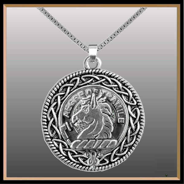 Tait Clan Crest Celtic Interlace Disk Pendant, Scottish Family Crest  ~ CLP06