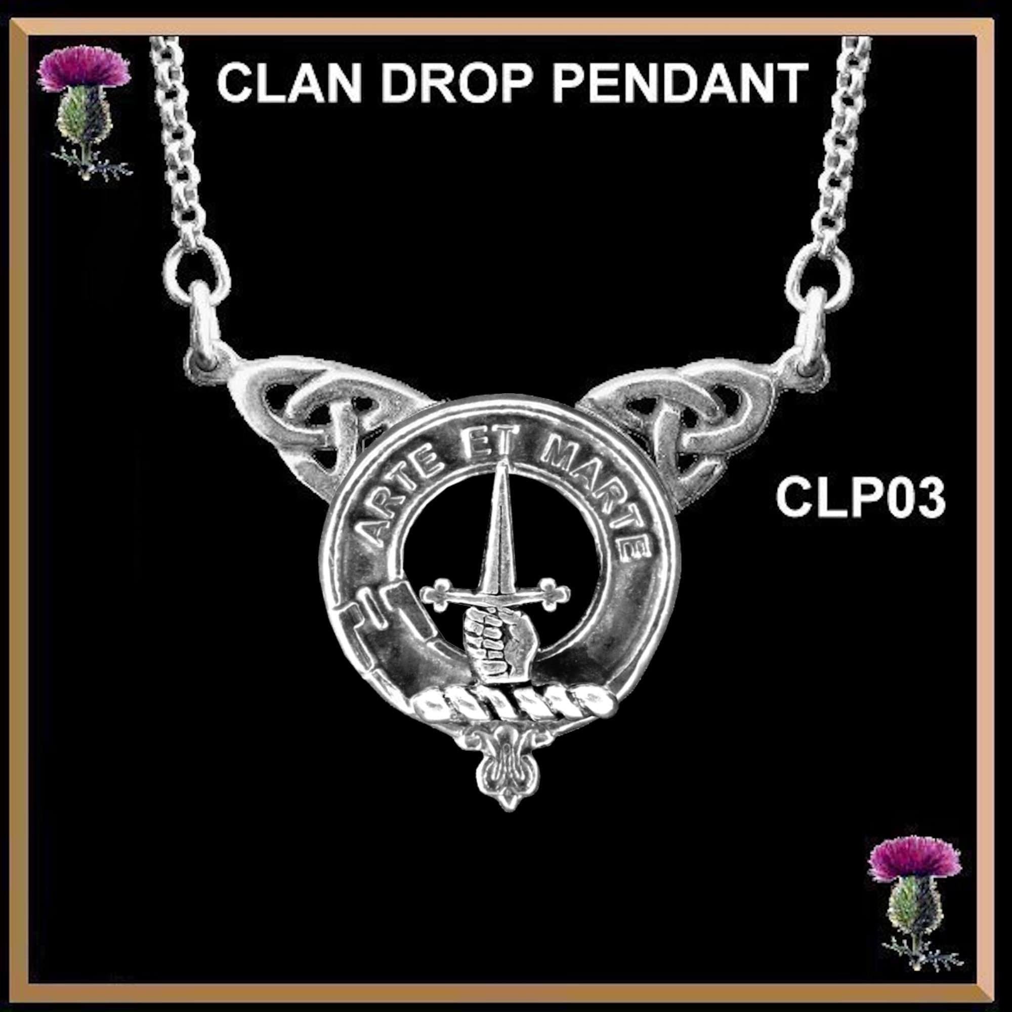Bain Clan Crest Double Drop Pendant ~ CLP03