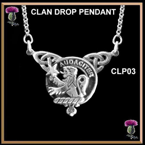Ewing Clan Crest Double Drop Pendant ~ CLP03