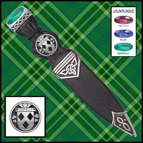 Costello Interlace Irish Disk Coat of Arms Sgian Dubh, Irish Knife ~ ISDCO