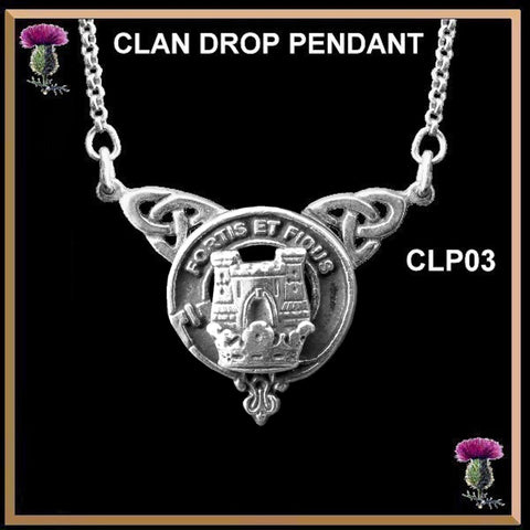 MacLachlan Clan Crest Double Drop Pendant ~ CLP03