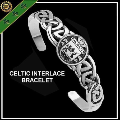 McNulty Irish Coat of Arms Disk Cuff Bracelet - Sterling Silver