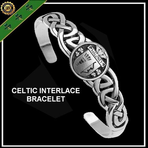 Maloney Irish Coat of Arms Disk Cuff Bracelet - Sterling Silver