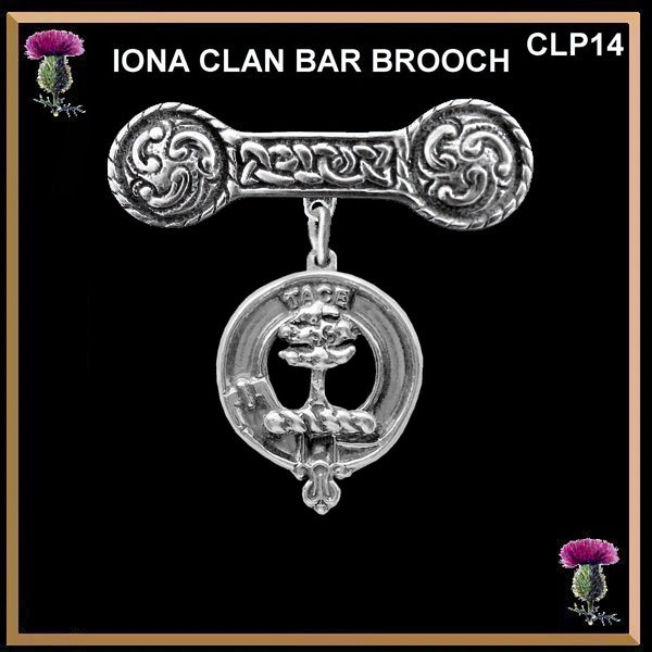 Abercrombie Clan Crest Iona Bar Brooch - Sterling Silver