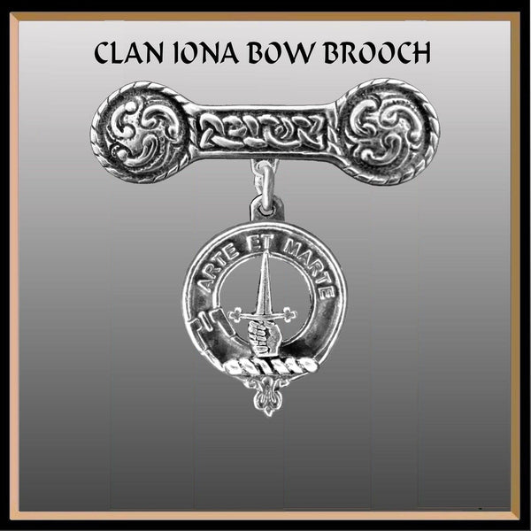 Bain Clan Crest Iona Bar Brooch - Sterling Silver
